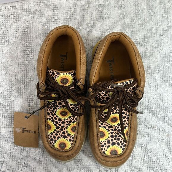 Twister Western Chukka Boots Shoes Cheetah Sunflower Girls 12 NWT - Picture 5 of 11